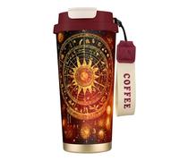 ERSDWRE Gears Clock - Vaso de café aislado con diseño de siglo de bronce, taza de viaje con pajilla, tazas de café al vacío, botella de agua para oficina