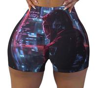 ERSDWRE Hacker Era - Pantalones cortos deportivos de ciclista para mujer, pantalones cortos de entrenamiento, informales, correr, gimnasio, yoga, pantalones cortos, Negro, M