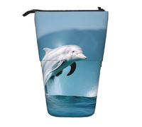 ERSDWRE Killer Whale - Estuche telescópico para lápices, diseño de delfín y mar, bolsa de papelería Kawaii, con cremallera, soporte para lápices