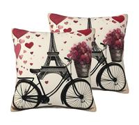 ERSDWRE Love Paris Tower - Funda de cojín para sofá, cama, diseño de bicicleta y perfume de café y vino