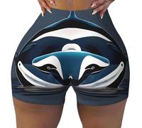 ERSDWRE Orca Killer Whale Print Athletic Biker Shorts para mujer, pantalones cortos de entrenamiento, informales, correr, gimnasio, yoga, Negro, L