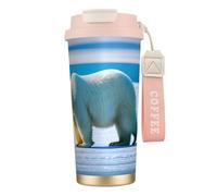 ERSDWRE Polar Bear - Vaso de café aislado con estampado de hielo, taza de viaje con pajita, tazas de café al vacío, botella de agua para oficina