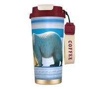 ERSDWRE Polar Bear - Vaso de café aislado con estampado de hielo, taza de viaje con pajita, tazas de café al vacío, botella de agua para oficina