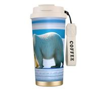 ERSDWRE Polar Bear - Vaso de café aislado con estampado de hielo, taza de viaje con pajita, tazas de café al vacío, botella de agua para oficina