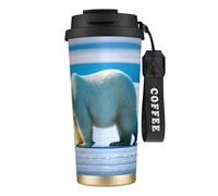 ERSDWRE Polar Bear - Vaso de café aislado con estampado de hielo, taza de viaje con pajita, tazas de café al vacío, botella de agua para oficina