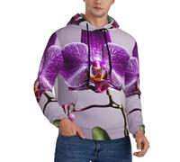 ERSDWRE Purple Orchid 03 - Sudadera con capucha y bolsillo para hombre, de manga larga, Negro, M
