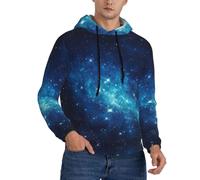 ERSDWRE Sudadera de manga larga con capucha y bolsillo para hombre, diseño de galaxia y estrellas, universo, Negro, L