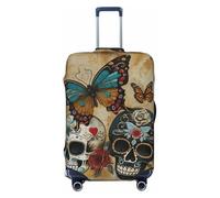 ERSDWRE Sugar Skulls - Funda elástica para maleta, con estampado de mariposas, se adapta a accesorios de viaje de 18 a 32 pulgadas, Black, XL