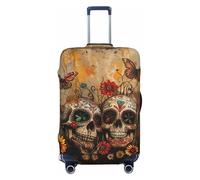 ERSDWRE Sugar Skulls - Funda elástica para maleta, con estampado de mariposas, se adapta a accesorios de viaje de 18 a 32 pulgadas, Black, S