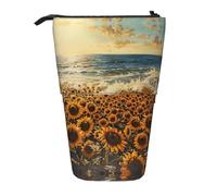 ERSDWRE Sunflowers Sea - Estuche telescópico para lápices, diseño kawaii, con cremallera, soporte para lápices
