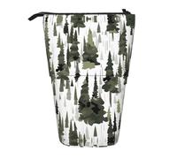 ERSDWRE White Trees - Estuche telescópico para lápices, diseño de camuflaje, bolsa de papelería Kawaii, con cremallera, soporte para lápices