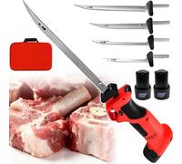ErShangMao Cuchillo Eléctrico para Filetear-Cuchillo Recargable De Vaivén para Filetear Pescado,Carne Y Espinas Pequeñas con 4 Cuchillas Y 2 Baterías De 2000 Mah,para Filetear,Descamar Y Deshuesar