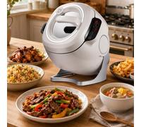 ErShangMao Máquina De Cocción Automática De 6 litros,Procesador De Alimentos Automático Comercial De 2000W,Olla Eléctrica para Saltear, Autolimpiante,Acero Inoxidable 304,Wok De Tambor,Panel Táctil
