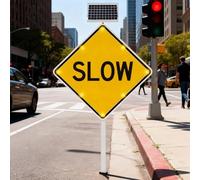 ErShangMao Señales Solares De Velocidad Lenta con 8 Led, Parpadeo Automático Desde El Anochecer hasta El Amanecer, Resistentes A La Corrosión. Señales De Alto Reflectantes De Aluminio. 60cm/24in