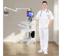 ERSINIAN Carro médico rodante Ajustable, Carro médico móvil con Brazo, Monitor de 15 a 32 Pulgadas, Soporte extraíble para Teclado y Bandeja elevadora.