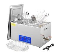 ERSINIAN Limpiador ultrasónico de Acero Inoxidable de 2 a 30 L y 110 W con Temporizador Digital, Calentador, Lavadora y electrodomésticos (15 L, 360 W, 110 W)