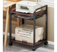 ERSINIAN Mesa de Impresora rodante de Dos Niveles en Nogal con Ruedas bloqueables, Carrito de Almacenamiento de Oficina y estantes para impresoras, fotocopiadoras y soluciones de organización.