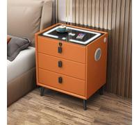 ERSINIAN Mesita de Noche Moderna de Madera con luz LED, estación de Carga, 2 Puertos USB y 3 cajones. Una práctica mesita de Noche para almacenaje y decoración contemporánea en el Dormitorio.