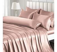 Ersmak Juego de sábanas de satén de 7 Piezas tamaño Queen, Juego de sábanas de satén champán Sedoso de Lujo con 1 sábana Bajera de Bolsillo Profundo, 1 sábana encimera Suave, 4 Fundas de Almohada