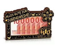 Erste Million Jugendweihe Geschenke,Holz Geschenk,Jugendweihe Geschenke Mädchen Jungen,Holz Deko mit Ständer ,Legen Sie das Defaltete Geld Ein,Überraschungen für Jungen und Mädchen (Schwarz)