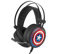 ERT GROUP Auriculares Gaming micrófono, Auriculares LED con Diadema Ajustable Modelo Marvel Original y con Licencia Oficial Captain America 001