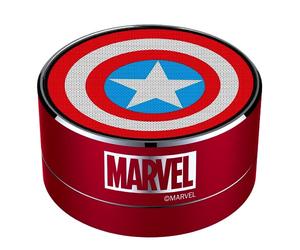 Ert Group bocina Bluetooth Marvel Patrón Captain America 001, Altavoz portátil de 3 W, Micrófono Integrado y Radio FM, Ranura para Tarjeta Micro SD, Batería Recargable