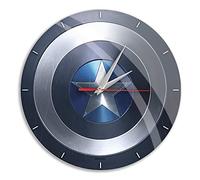 Ert Group Reloj de Pared Brillante Original y con Licencia Oficial de Marvel, Motivo Captain America 001, silencioso, diseño Exclusivo, manecillas de Metal pintadas, 30,5 cm (12")