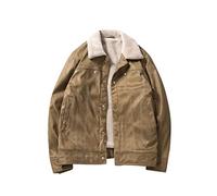 ERTGHH yrf chaqueta de plumón para hombre de invierno grueso de algodón acolchado chaqueta de plumón chaqueta de gamuza más terciopelo (color: caqui, tamaño: XXXXL)