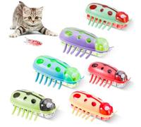 ertlutw 6 mini escarabajos, juguetes eléctricos de mariquita, ratón, gato, perro, escarabajo, obstáculo de escape, giro automático, juguete divertido para gatos, gatitos, entrenamiento
