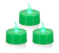 ERTYUI Paquete de 12 velas LED de té, luz verde, base verde