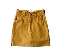 Falda Corta Mujer Verano Cintura Alta Piernas Largas Falda De Pana con Abertura Lateral Falda Corta Cubierta De Cadera con -C_M