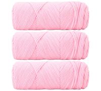 Eruceky 3 volúmenes Rosa Claro Hilo Algodon, Yarn Gruesa para Tejer a Mano, Hilo de Tejer, Artículos Que se Pueden Tejer para Hacer Regalos, Como Gorros y Bufandas