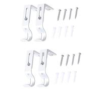 Eruceky 4 Piezas Blanco Soporte De Barra De Cortina, Soporte De Barra De Cortina Ajustable, Soporte De Barra De Cortina, con Tornillos,para Casa, Oficina, Dormitorio, Armario, Cuarto De Baño(Blanco)