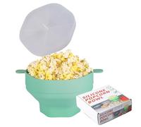 Eruceky Palomitas Microondas, Cubo de Silicona para Palomitas, Cubo de Palomitas Plegable, Para Fiestas, Películas, Casas, Cocinas(Verde)