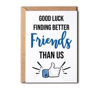 EruditeGifts Tarjeta de buena suerte para encontrar mejores amigos que nosotros, tarjeta de despedida de amigos, tarjeta de despedida para amigo