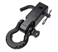 ERUEUBGRM Brazo Remolque para Vehículos Todoterreno Sólido 2 Pulgadas con Grillete Anillo En D De 3/4" Pasador De Tornillo De 5/8" Cubierta Anilla Remolque automóvil(Negro)