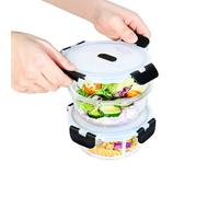 ERUIV Meal Prep Set 2 piezas 620 ml Contenedores de Vidrio Con Tapas a Prueba de Fugas Con Cierre Hermético, Fiambreras Reutilizables Aptas Para Microondas Sin BPA (Orbicular)