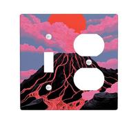 Eruption - Placa de cubierta para interruptor de luz de volcán, diseño de montaña de lava melocotón para decoración del hogar, placas de pared termoplásticas, tamaño estándar dúplex