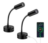 ERWEY 2pcs LED lámpara de lectura 12V autocaravana con cuello de cisne flexible y conexión de carga USB 3000K Blanco cálido DC 12V-24V Spot para barco caravana yate, cableado montaje en pared