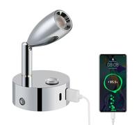 ERWEY LED lámpara de lectura 12V autocaravana táctil regulable 3 modos de temperatura de color con conexiones USB C, DC 12V-24V iluminación interior para barco coche camper furgoneta, Plata