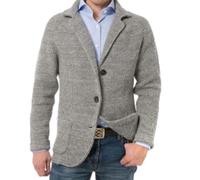 Erwin - Cárdigan de Punto Grueso, suéteres Tipo cárdigan de Cuello Alto y Manga Larga para Hombre, suéter de Punto Ajustado con Botones térmicos y Bolsillos (Gris Claro,3XL)