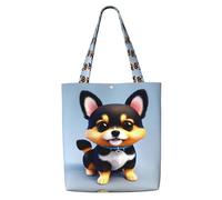 Erwqavc Bolsa de lona para mujer, bolsa de hombro reutilizable, con tarjeta de amor, con estampado de cachorro, para compras, regalo de playa, gimnasio