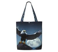 Erwqavc Bolsa de lona para mujer, bolsa de hombro reutilizable, diseño de águila bajo las estrellas, para compras, compras, regalo de playa, gimnasio
