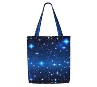 Erwqavc Bolsa de lona para mujer, bolsa de hombro reutilizable, estampado de estrellas azules, bolsas de compras, para regalo de playa, gimnasio