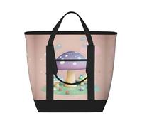 Erwqavc Bolsa térmica aislada con estampado de setas de dibujos animados, bolsa reutilizable para comestibles, lonchera grande con cremallera superior, para exteriores