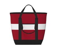 Erwqavc Bolsa térmica térmica con estampado de bandera de Letonia, bolsa reutilizable para comestibles, lonchera grande con cremallera superior, para exteriores