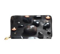 Erwqavc Cartera larga con estampado de corazón misterioso negro para mujeres y hombres, cartera plegable de cuero, monedero de viaje, bolsillo para monedas