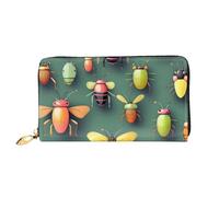 Erwqavc Cartera larga con estampado de insectos Atlas para mujeres y hombres, cartera plegable de cuero, monedero de viaje, bolsillo para monedas