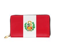 Erwqavc Cartera larga con estampado de la bandera de Perú para mujeres y hombres, cartera plegable de cuero, monedero de viaje, bolsillo para monedas