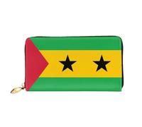 Erwqavc Cartera larga con estampado de la bandera de Santo Tomé y Príncipe para mujeres y hombres, cartera plegable de cuero, monedero de viaje, bolsillo para monedas